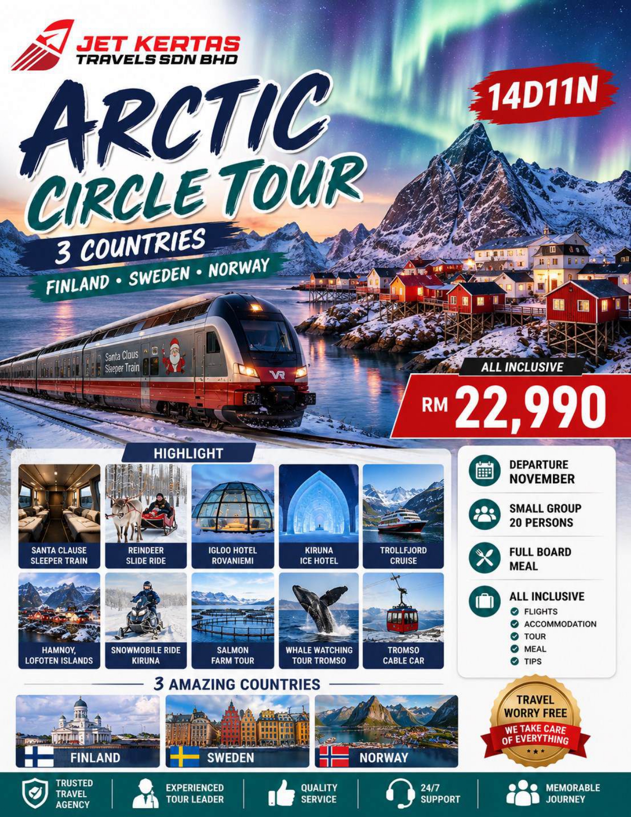 Arctic Circle 3 Countries Tour 14D11N Norway - Sweden - Finland 🎄